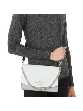 KATE SPADE New York Carson Convertible Bag Gray White Black Gold hardware NWOT